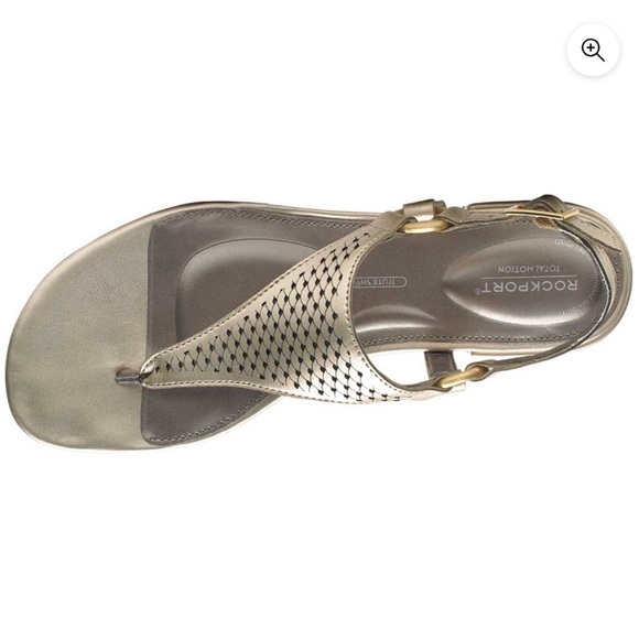 Rockport | Total Motion Zosia Thong Sandals In Gold Leather Size 7 NEW - Picture 5 of 13